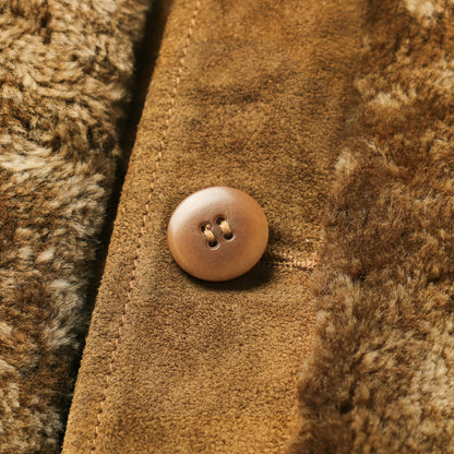 RRL By Ralph Lauren Shearling-Panelled Roughout Suede Jacket Vintage Brown