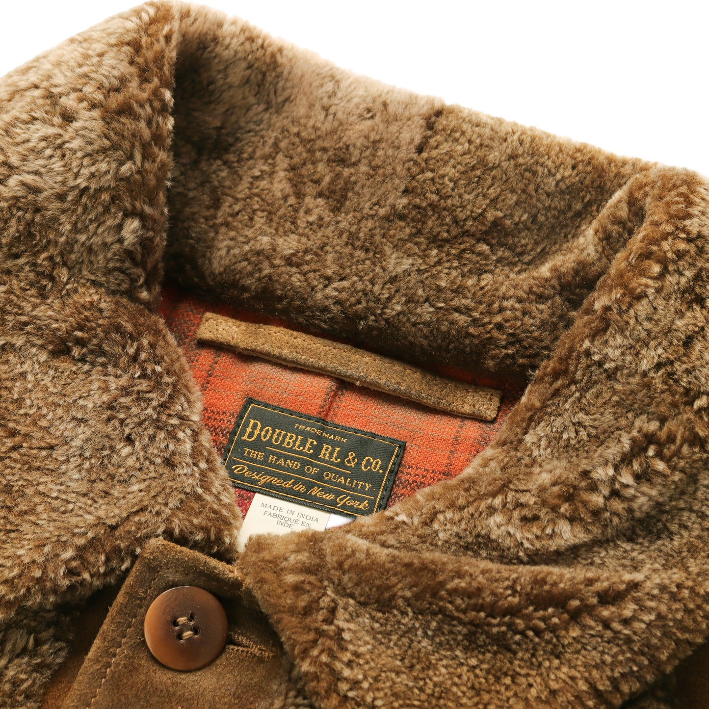 RRL By Ralph Lauren Shearling-Panelled Roughout Suede Jacket Vintage Brown