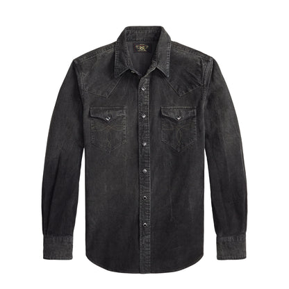 RRL By Ralph Lauren Slim Fit Corduroy Western Shirt Black