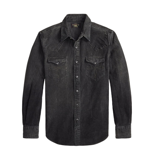 RRL By Ralph Lauren Slim Fit Corduroy Western Shirt Black