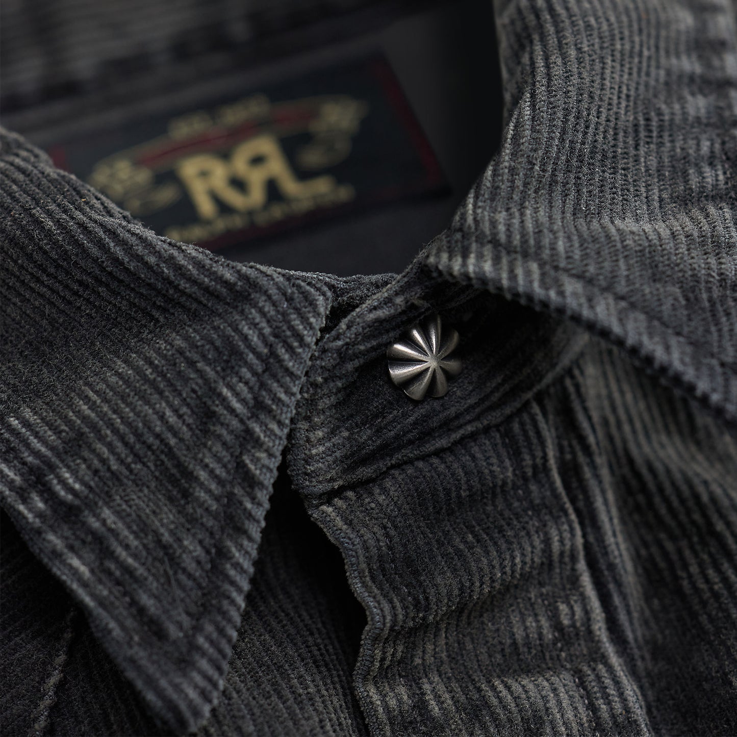 RRL By Ralph Lauren Slim Fit Corduroy Western Shirt Black