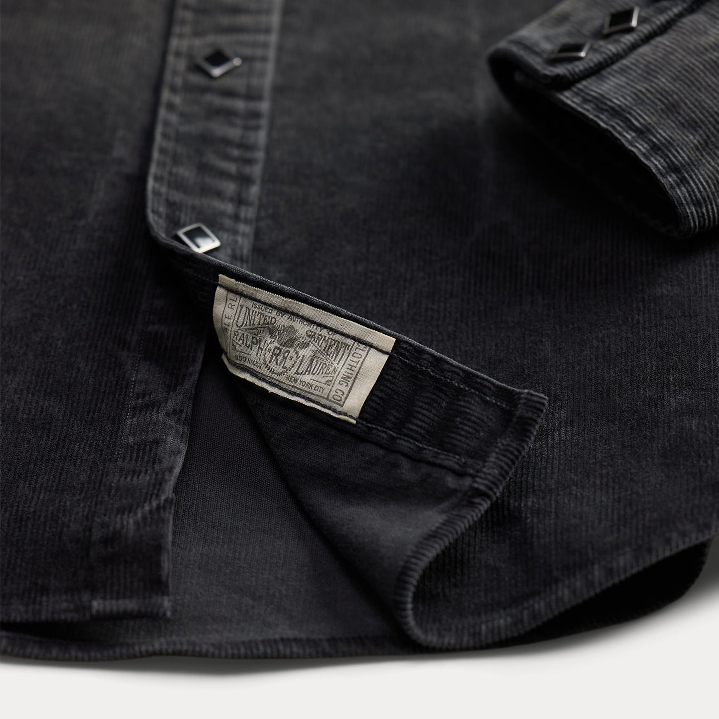 RRL By Ralph Lauren Slim Fit Corduroy Western Shirt Black