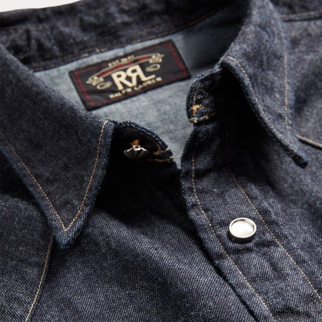 RRL By Ralph Lauren Slim Fit Denim Western Shirt Rinse - The Sporting Lodge