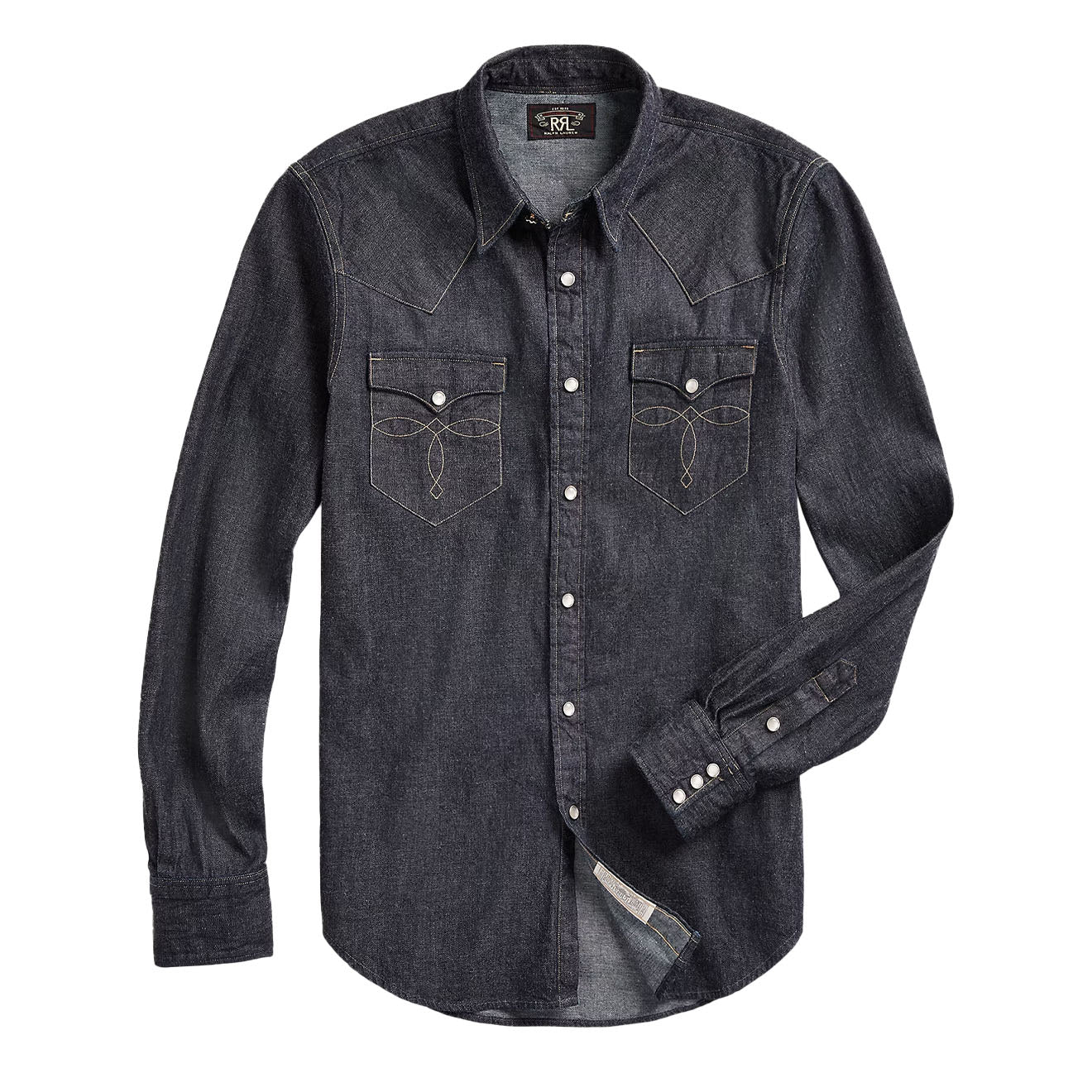RRL By Ralph Lauren Slim Fit Denim Western Shirt Rinse - The Sporting Lodge