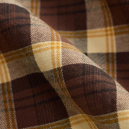 RRL By Ralph Lauren Slim Fit Plaid Twill Western Shirt Brown / Mustard / Cream - The Sporting Lodge