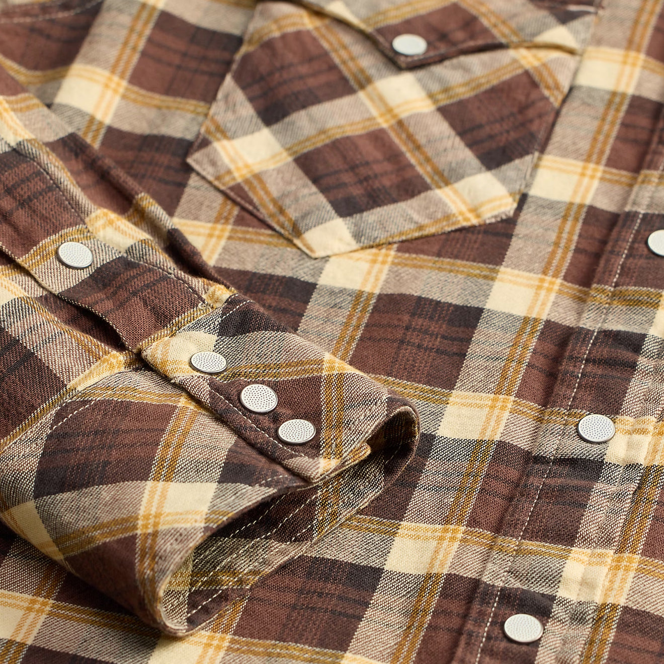 RRL By Ralph Lauren Slim Fit Plaid Twill Western Shirt Brown / Mustard / Cream - The Sporting Lodge