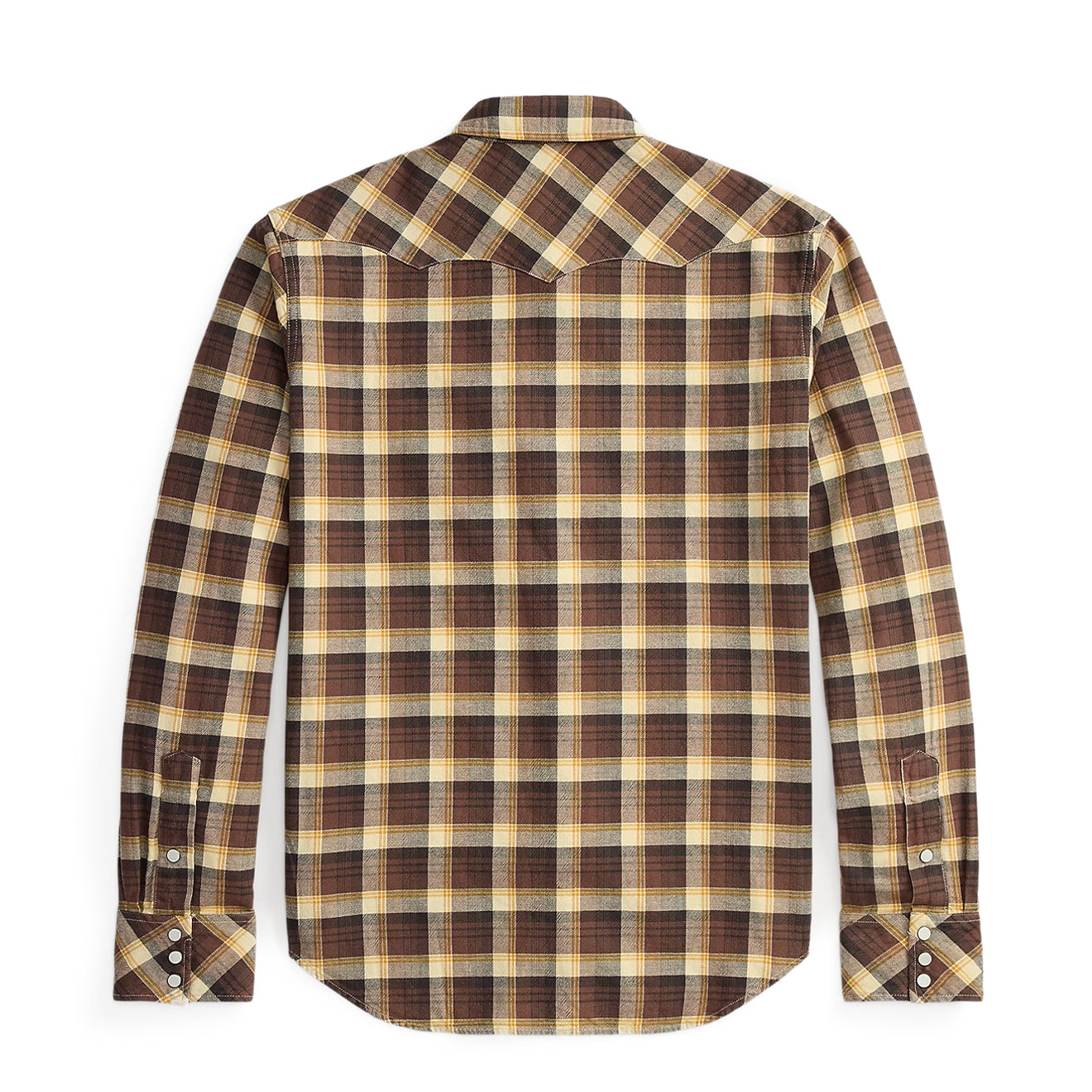 RRL By Ralph Lauren Slim Fit Plaid Twill Western Shirt Brown / Mustard / Cream - The Sporting Lodge