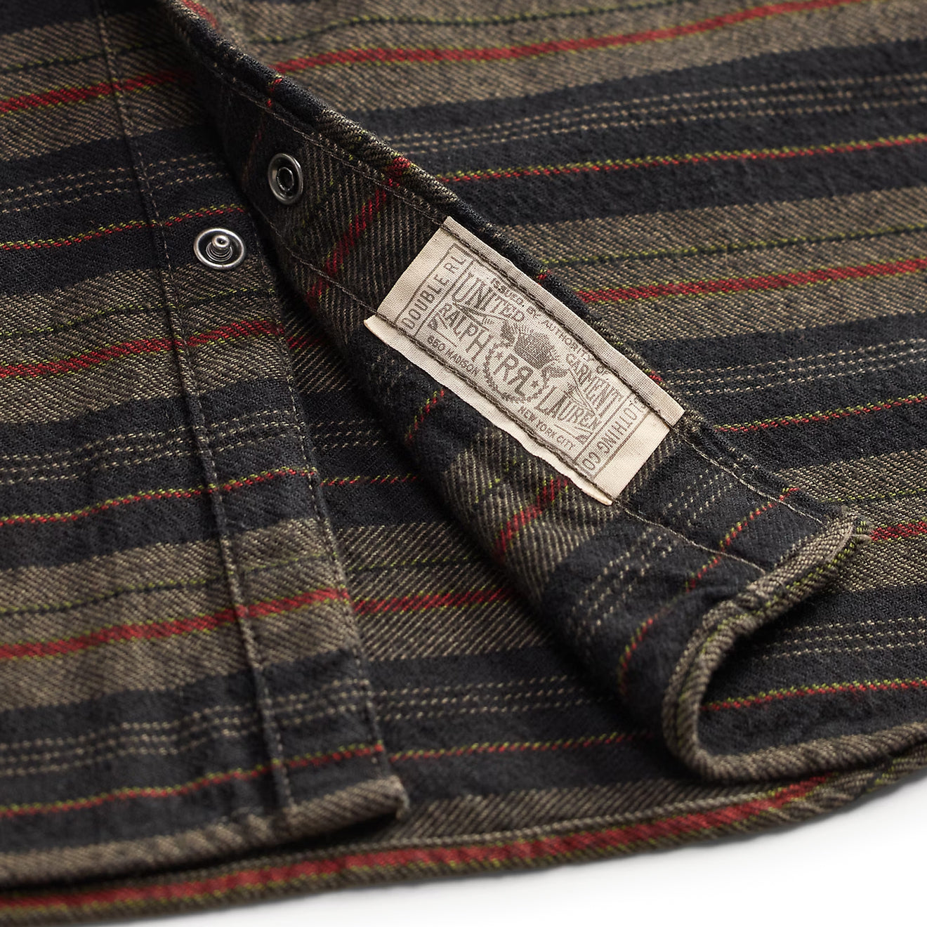 RRL By Ralph Lauren Slim Fit Plaid Twill Western Shirt Dark Navy Multi - The Sporting Lodge