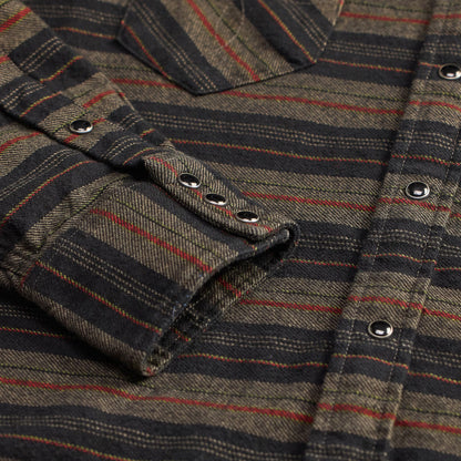 RRL By Ralph Lauren Slim Fit Plaid Twill Western Shirt Dark Navy Multi - The Sporting Lodge