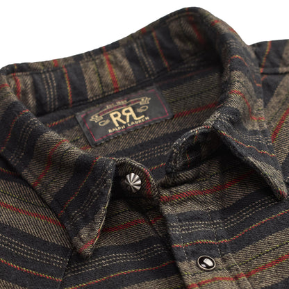 RRL By Ralph Lauren Slim Fit Plaid Twill Western Shirt Dark Navy Multi - The Sporting Lodge