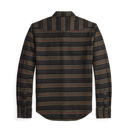 RRL By Ralph Lauren Slim Fit Plaid Twill Western Shirt Dark Navy Multi - The Sporting Lodge