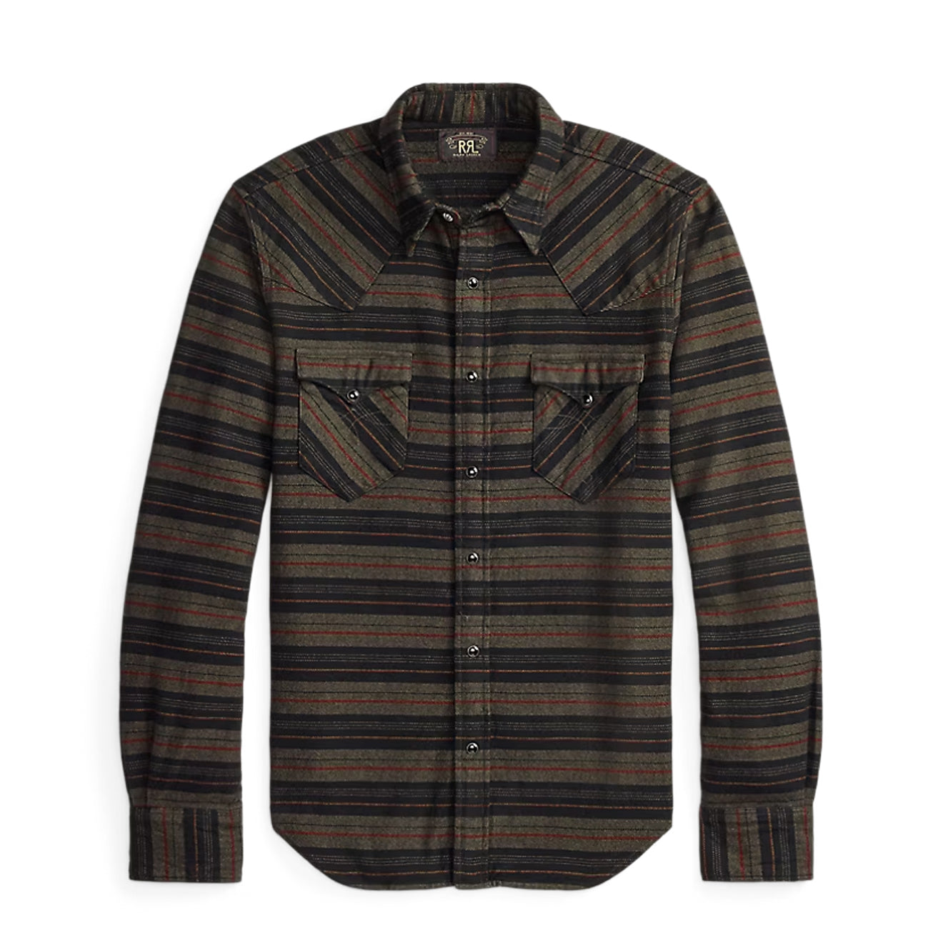 RRL By Ralph Lauren Slim Fit Plaid Twill Western Shirt Dark Navy Multi - The Sporting Lodge