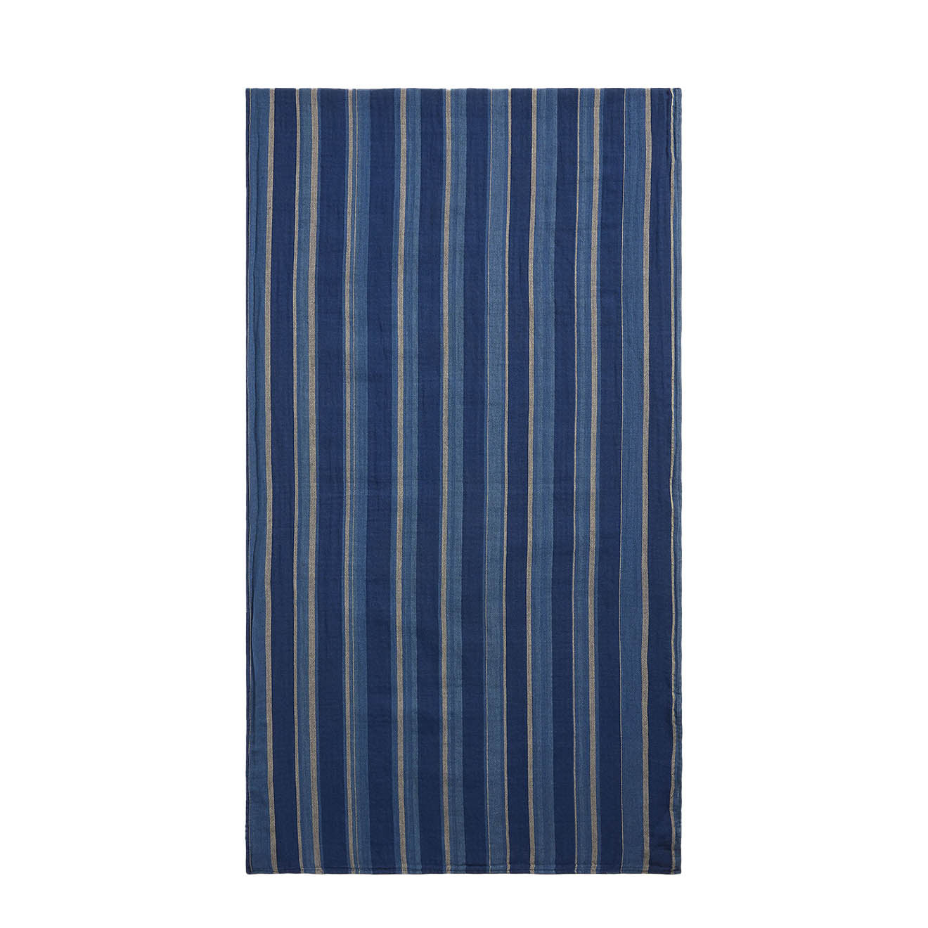 RRL By Ralph Lauren Striped Double Faced Cotton Scarf Indigo Multi Stripe / Plaid