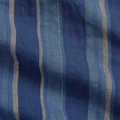 RRL By Ralph Lauren Striped Double Faced Cotton Scarf Indigo Multi Stripe / Plaid