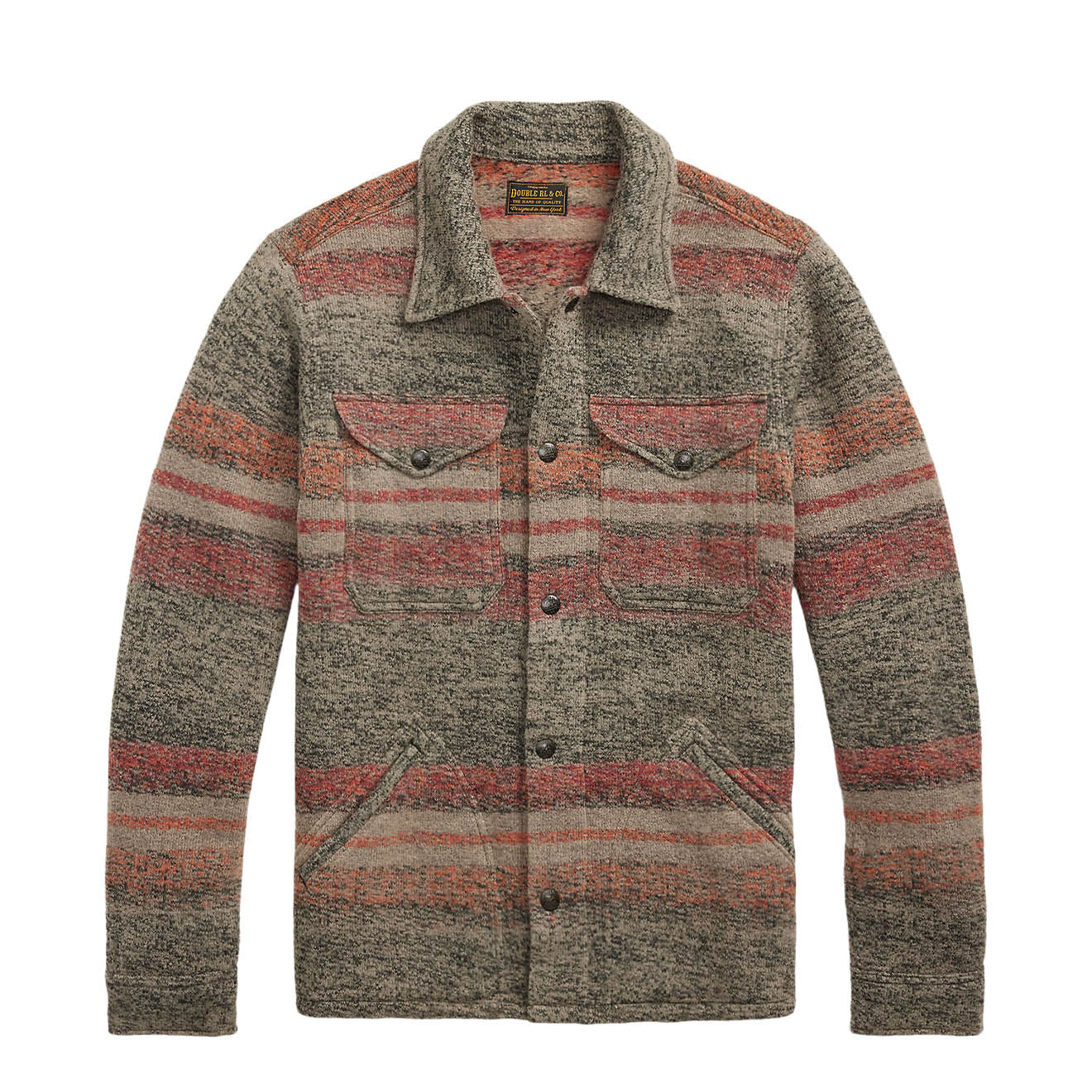 RRL By Ralph Lauren Striped Double Knit Wool Blend Jacket Red / Multi