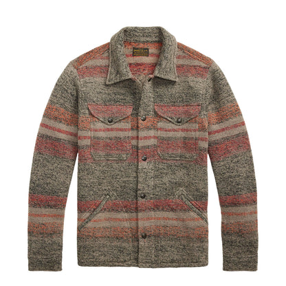 RRL By Ralph Lauren Striped Double Knit Wool Blend Jacket Red / Multi