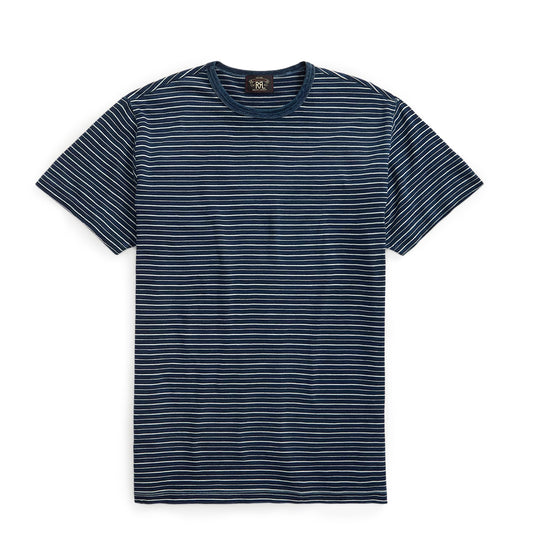 RRL By Ralph Lauren Striped Jacquard T-Shirt Indigo Multi - The Sporting Lodge