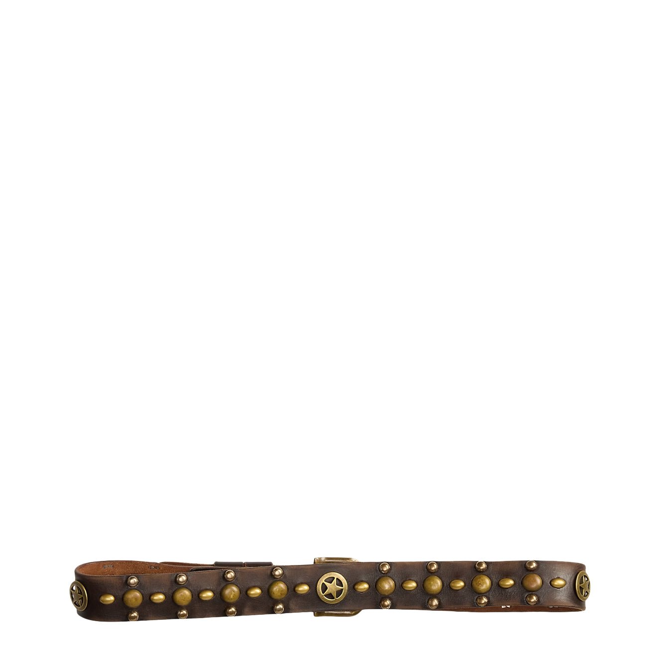 RRL By Ralph Lauren Studded Leather Belt Black Over Brown / Brass - The Sporting Lodge