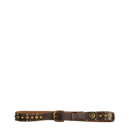 RRL By Ralph Lauren Studded Leather Belt Black Over Brown / Brass - The Sporting Lodge