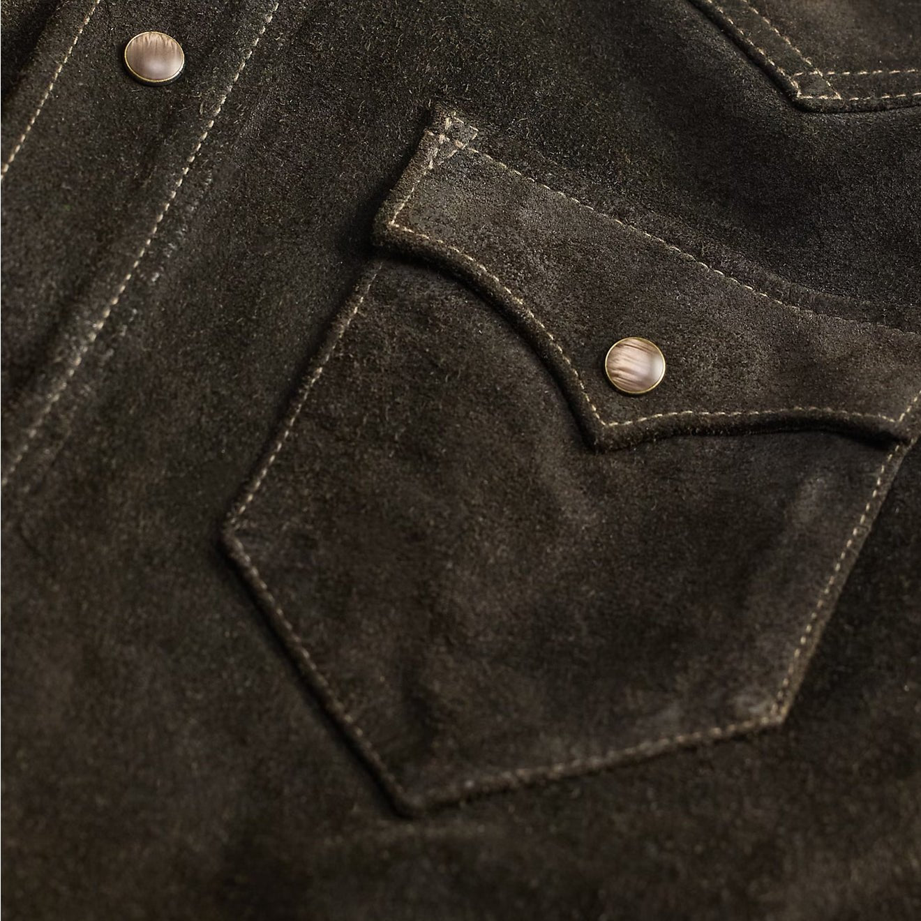 RRL By Ralph Lauren Suede Western Shirt Jacket Vintage Black - The Sporting Lodge
