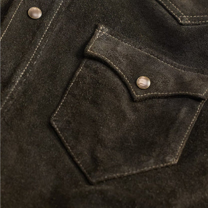 RRL By Ralph Lauren Suede Western Shirt Jacket Vintage Black - The Sporting Lodge
