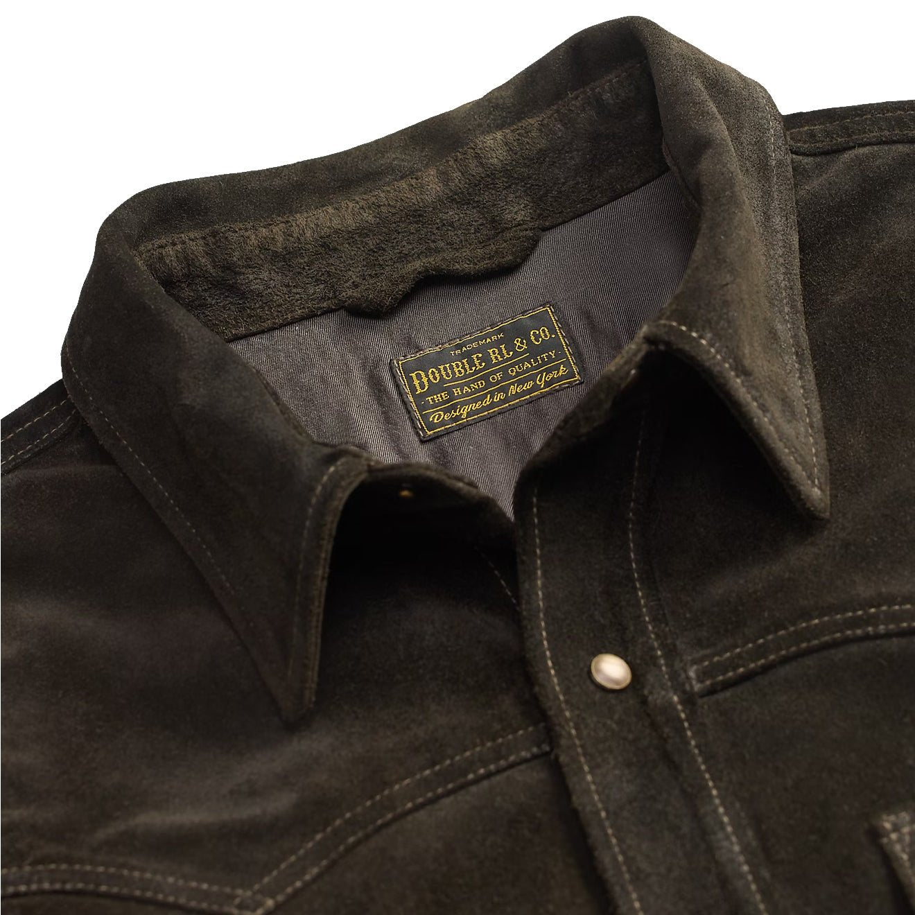 RRL By Ralph Lauren Suede Western Shirt Jacket Vintage Black - The Sporting Lodge