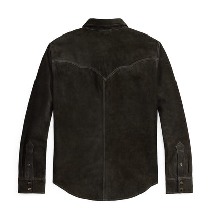 RRL By Ralph Lauren Suede Western Shirt Jacket Vintage Black - The Sporting Lodge