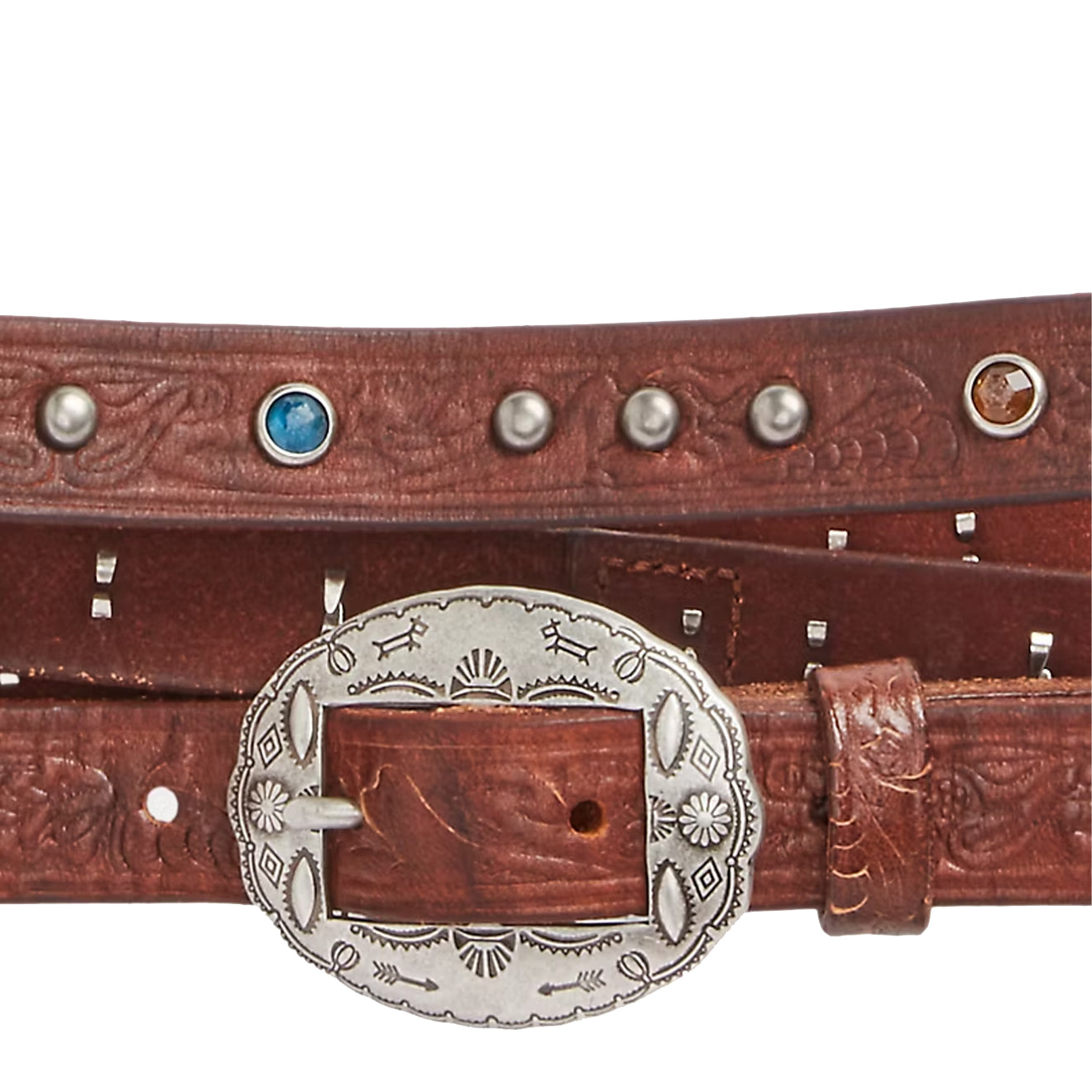 RRL By Ralph Lauren Tooled Leather Double-Wrap Belt Brown - The Sporting Lodge
