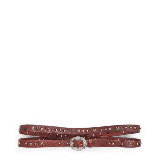RRL By Ralph Lauren Tooled Leather Double-Wrap Belt Brown