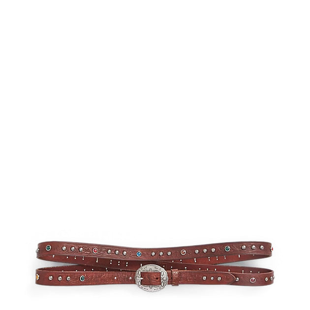 RRL By Ralph Lauren Tooled Leather Double-Wrap Belt Brown  display picture 2