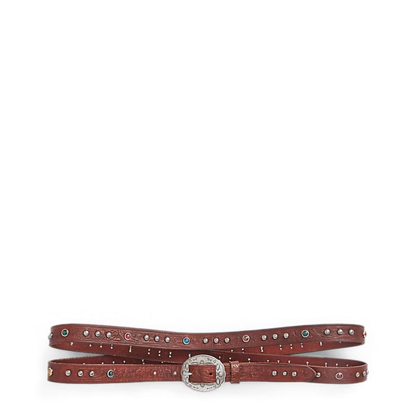 *Ralph Lauren Collection Brown Multi Double Buckle Whipstitched Western Belt VINTAGE Lauren Ralph Lauren Belt 2 1/2” Tooled Leather  main image 3