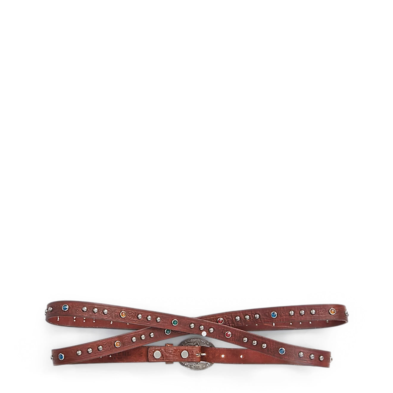 RRL By Ralph Lauren Tooled Leather Double-Wrap Belt Brown - The Sporting Lodge