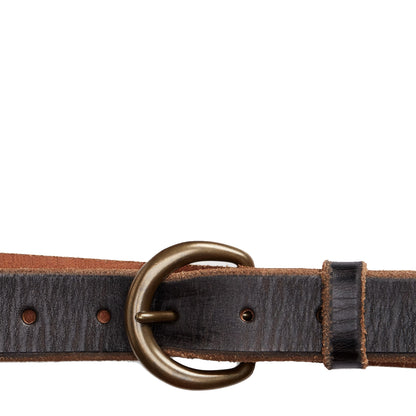 RRL By Ralph Lauren Tumbled Leather Belt Brown - The Sporting Lodge