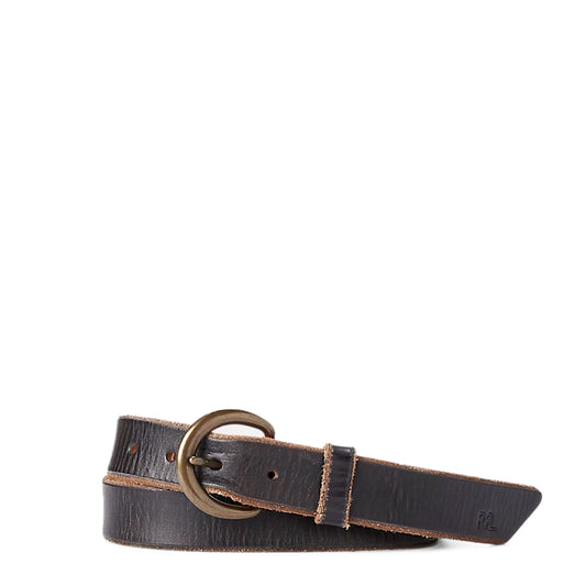 RRL By Ralph Lauren Tumbled Leather Belt Brown - The Sporting Lodge