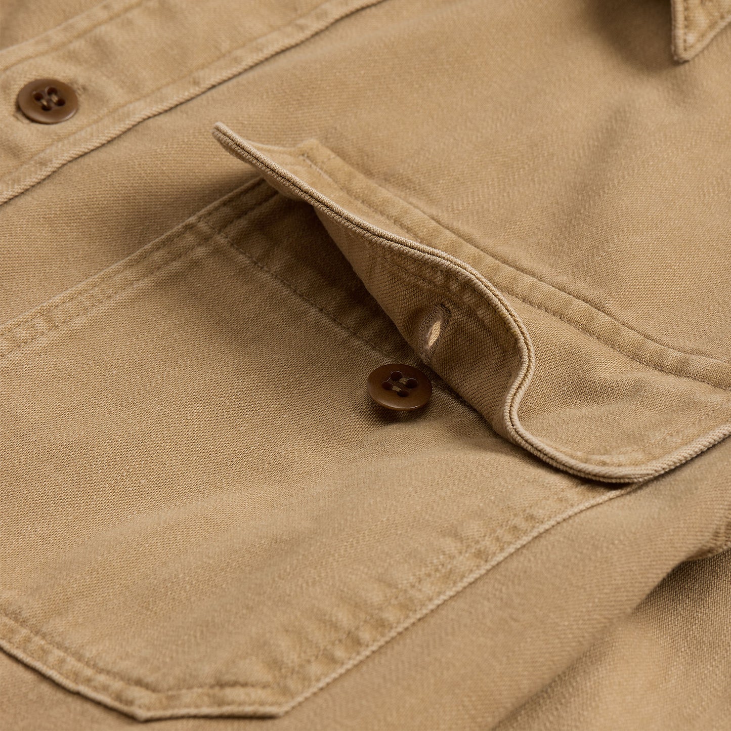 RRL By Ralph Lauren Twill Officer's Workshirt Faded Tan