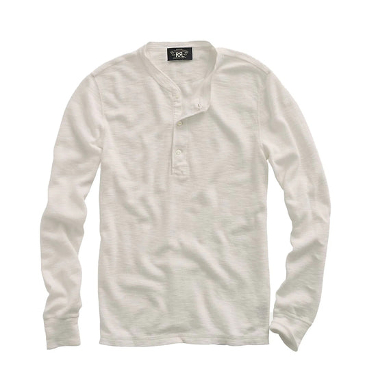 RRL By Ralph Lauren Waffle-Knit Henley Shirt Paper White