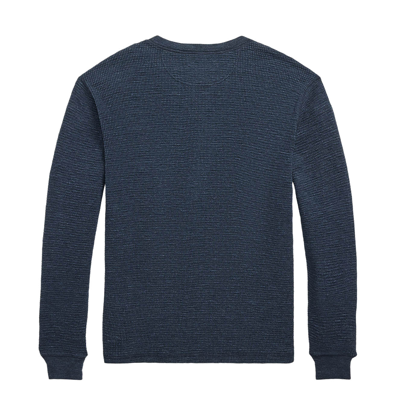 RRL By Ralph Lauren Waffle Knit Henley Long Sleeve Pullover Navy Heather - The Sporting Lodge