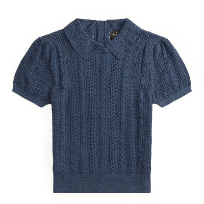 RRL By Ralph Lauren Womens Cable-Knit Cotton Pointelle Jumper Navy