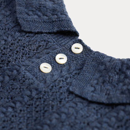 RRL By Ralph Lauren Womens Cable-Knit Cotton Pointelle Jumper Navy