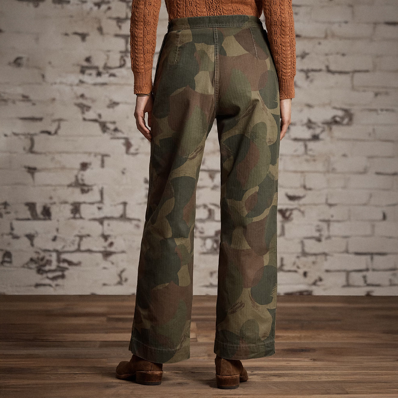 RRL By Ralph Lauren Womens Cook Pant Full Length Flat Front Distressed Olive