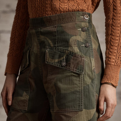 RRL By Ralph Lauren Womens Cook Pant Full Length Flat Front Distressed Olive