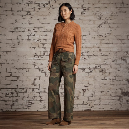 RRL By Ralph Lauren Womens Cook Pant Full Length Flat Front Distressed Olive