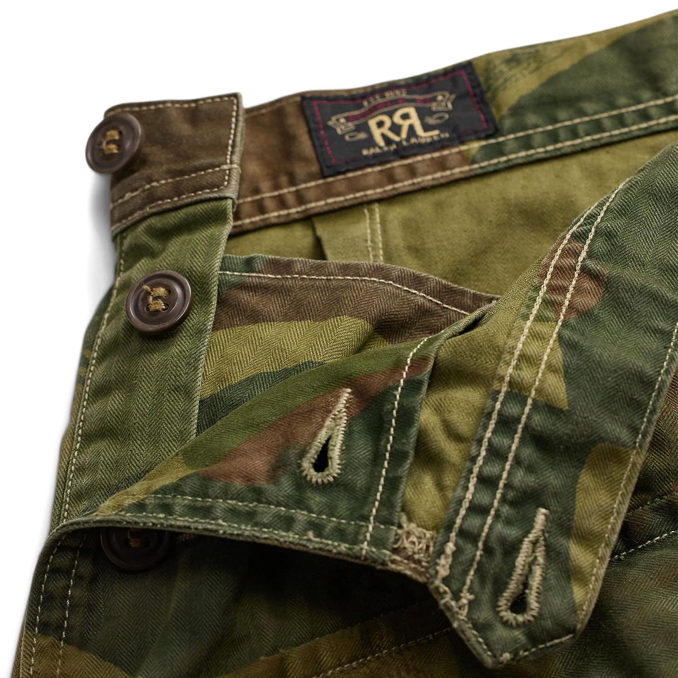 RRL By Ralph Lauren Womens Cook Pant Full Length Flat Front Distressed Olive