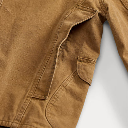 RRL By Ralph Lauren Womens Corduroy-Collar Canvas Jacket Medium Tan