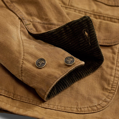 RRL By Ralph Lauren Womens Corduroy-Collar Canvas Jacket Medium Tan