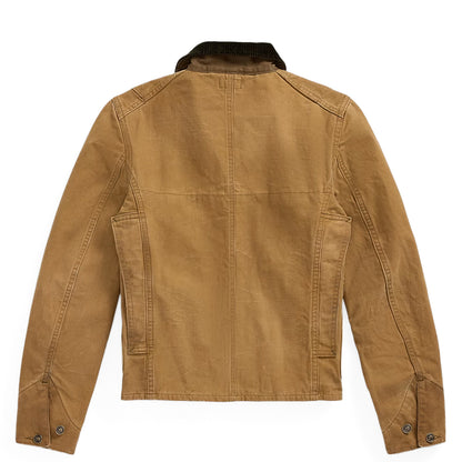 RRL By Ralph Lauren Womens Corduroy-Collar Canvas Jacket Medium Tan