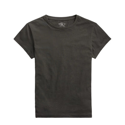 RRL By Ralph Lauren Womens Cotton Jersey Crewneck T-Shirt Faded Black Canvas