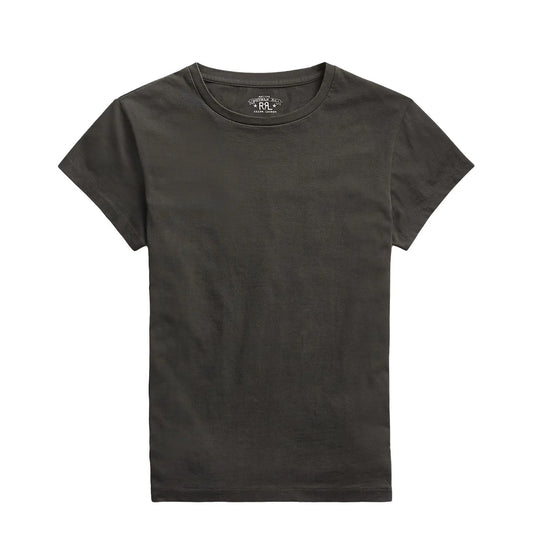 RRL By Ralph Lauren Womens Cotton Jersey Crewneck T-Shirt Faded Black Canvas
