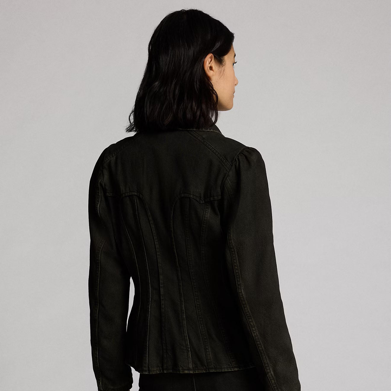 RRL By Ralph Lauren Womens Double-Breasted Black Denim Jacket Worn Black - The Sporting Lodge