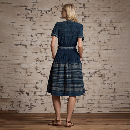 RRL By Ralph Lauren Womens Embroidered Indigo Cotton Dress Indigo / Multi